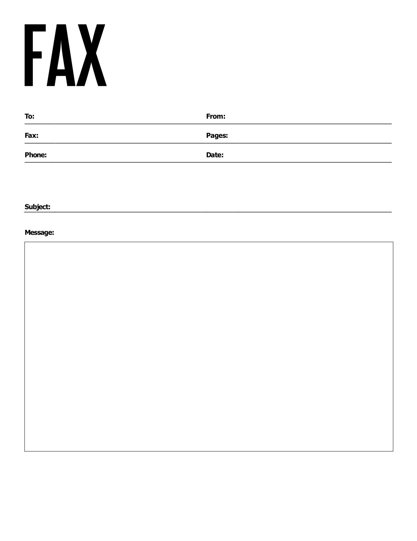 Printable Basic Fax Cover Sheet Free High Resolution Printable