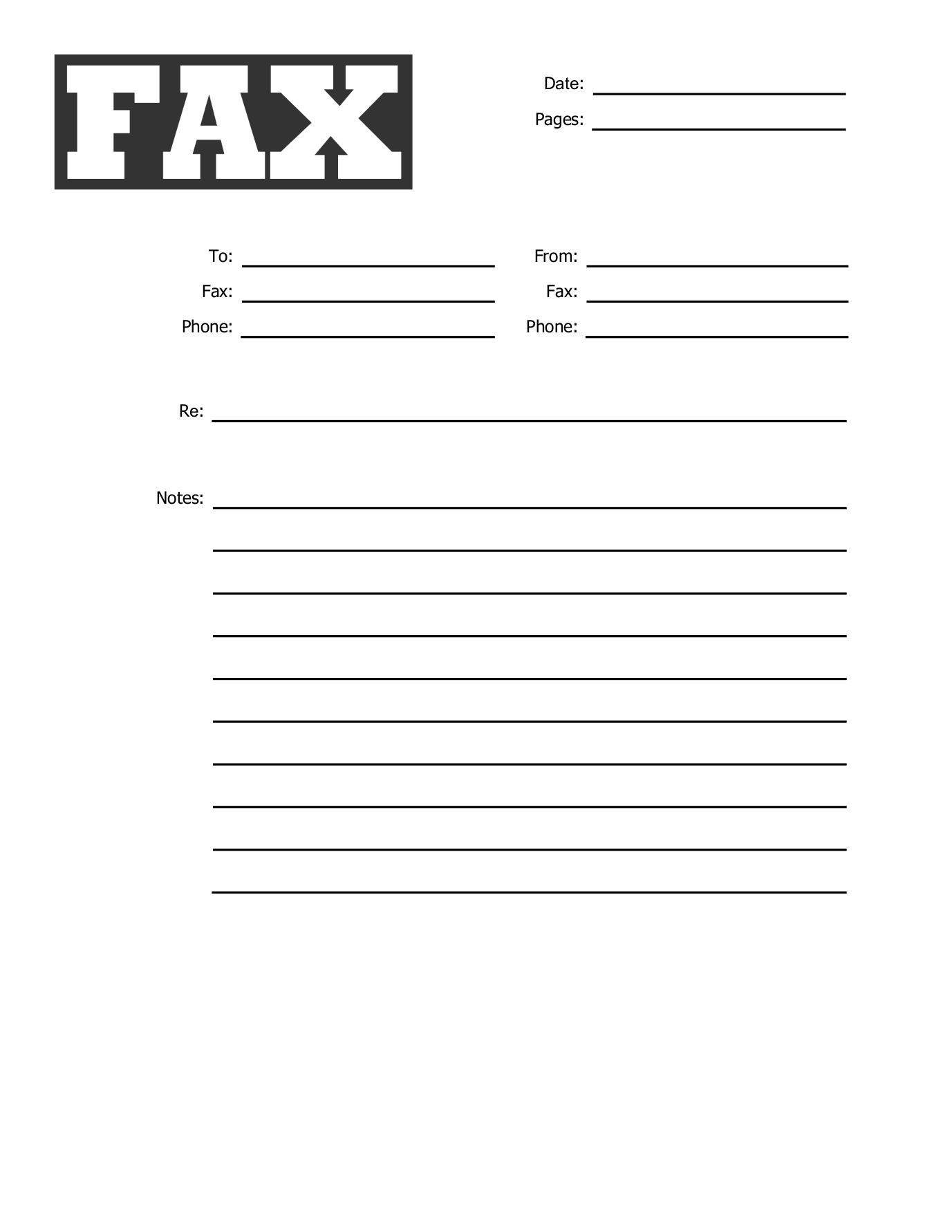 blank cover letter for fax